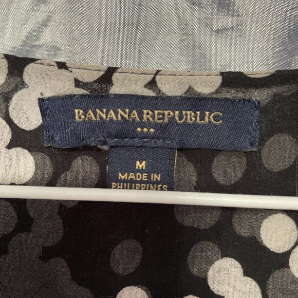 BANANA REPUBLIC Sheer Black & White Polka Dot Wrap Blouse Sz M - Picture 4 of 6